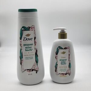 Peppermint Bark Limited Edition Dove Body Wash 20 Oz & Hand Wash 12 Oz Set